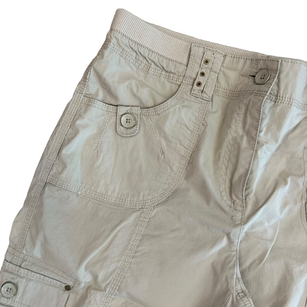 Chico's lightweight utility style mid rise pants light tan cropped capri length - Picture 5 of 15